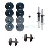 24 KG Rubber Dumbells Sets. Rubber Plates + Dumbells Rods.